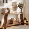 63" Solid Wood Console Table with Shelf, Farmhouse Narrow Entryway & Sofa Table