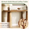 63" Solid Wood Console Table, Farmhouse Entryway Table with Cylindrical Legs