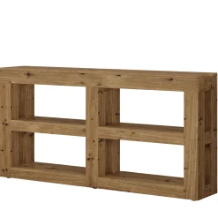 63" Solid Wood Console Table with Storage, 3-Tier Farmhouse Entryway & Sofa Table with Open Shelves