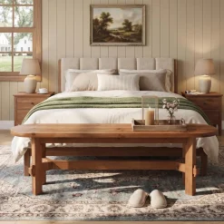 55" Solid Wood Dining Bench, Indoor Bench for Dining Table & Living Room