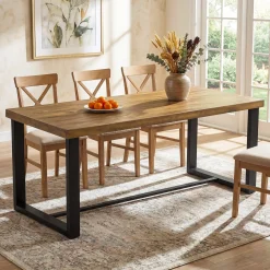 70.8" Solid Wood Dining Table, Farmhouse Kitchen Table for 6-8 for Dining Room