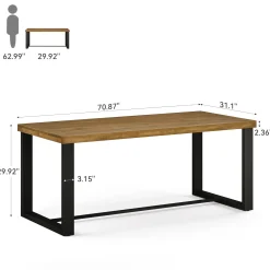70.8" Solid Wood Dining Table, Farmhouse Kitchen Table for 6-8 for Dining Room