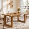 63" Solid Wood Dining Table, Farmhouse Kitchen Table for 4-6 People