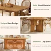 63" Solid Wood Dining Table for 4-6, Farmhouse Kitchen Table with Cutout Bases