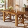 63" Solid Wood Dining Table for 4-6, Rectangle Kitchen Table with X-Shaped Frame