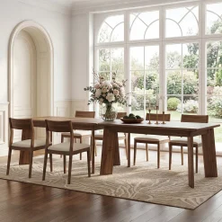 63" Solid Wood Dining Table for 4-6, Rectangular Farmhouse Kitchen & Dining Room Table with Angled Legs, Vintage Style