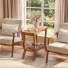 23.62" Solid Wood End Table, Small 2-tier Side Table with Storage for Living Room
