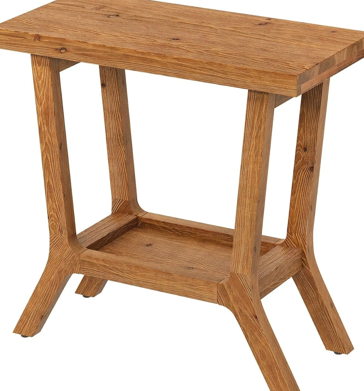 23.62" Solid Wood End Table, Small 2-tier Side Table with Storage for Living Room