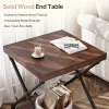 19.68" Solid Wood End Table, Sofa Side Table with Storage Shelf for Living Room