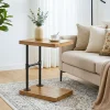 19.7" Solid Wood End Table, 2-Tier Storage Table