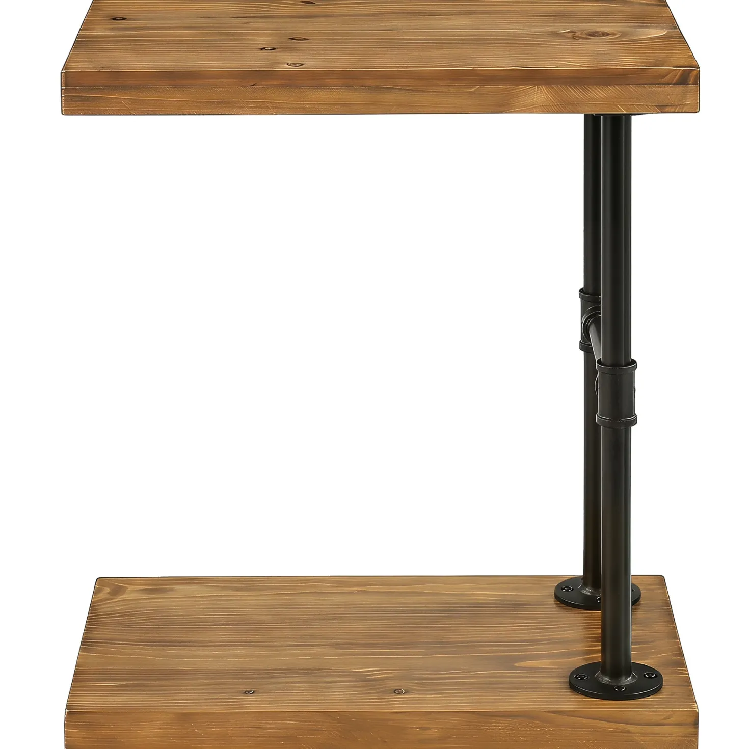 19.7" Solid Wood End Table, 2-Tier Storage Table