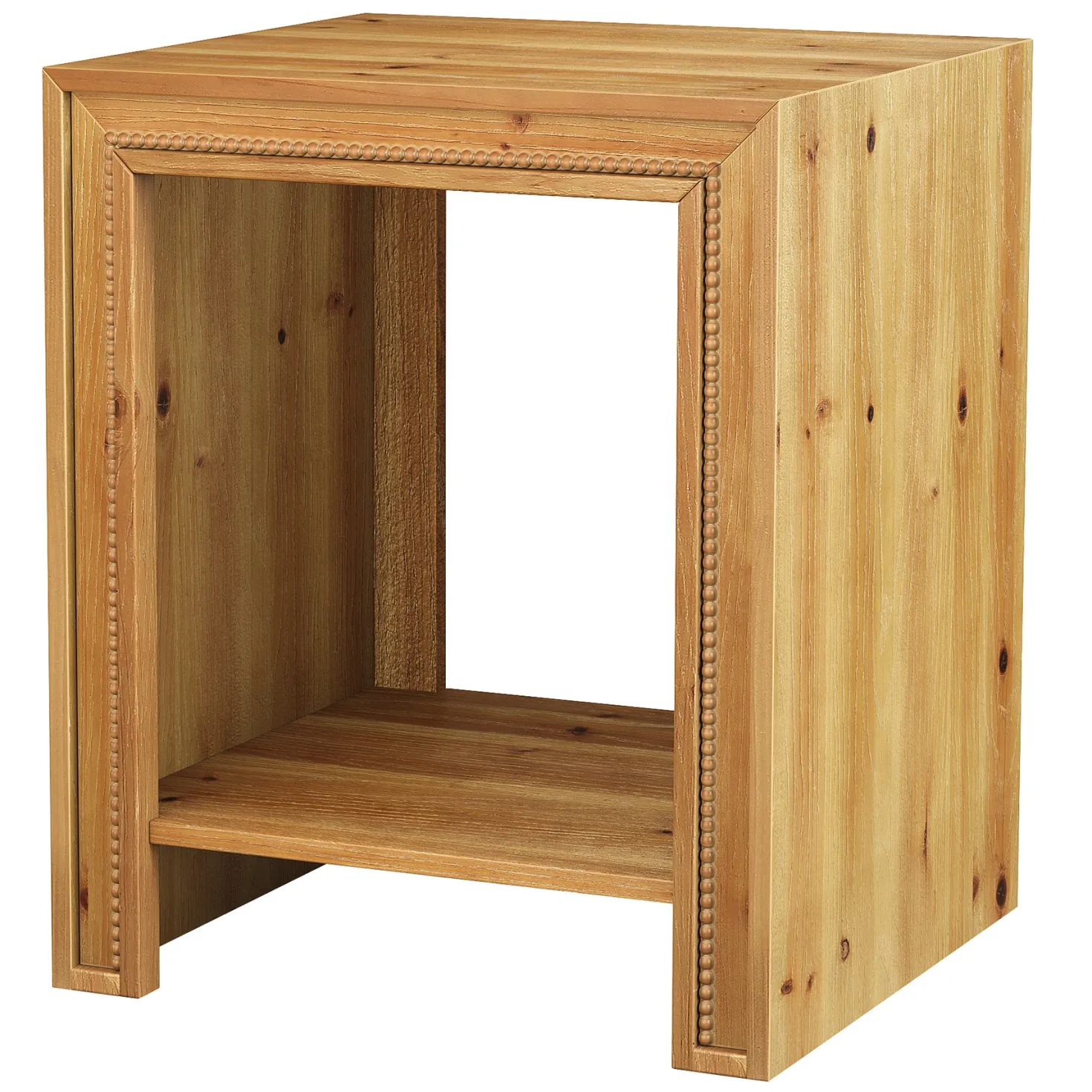 19.6" Solid Wood End Table, 2-Tier Farmhouse Side Table Nightstand with Storage Shelves