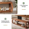 59" Solid Wood Entryway Bench,2-Tier Shoe Bench End of Bed Bench with Open Shelves