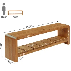 59" Solid Wood Entryway Bench, Farmhouse End of Bed Seating Shoe Bench with Storage