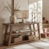 63" Solid Wood Entryway Bench with Storage, 3-Tier Shoe Bench with Open Shelves