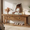 55" Solid Wood Entryway Bench, Farmhouse Long Bench End of Bed Stool with 2 Drawers