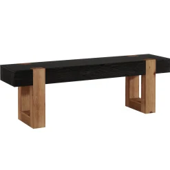 55" Solid Wood Entryway Bench, Indoor Wooden End of Bed Bench Seat