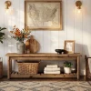 63" Solid Wood Entryway Bench with Storage Shoe Organizer for Hallway