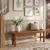 55" Solid Wood Entryway Bench, Shoe Storage Bench for Hallway & Living Room