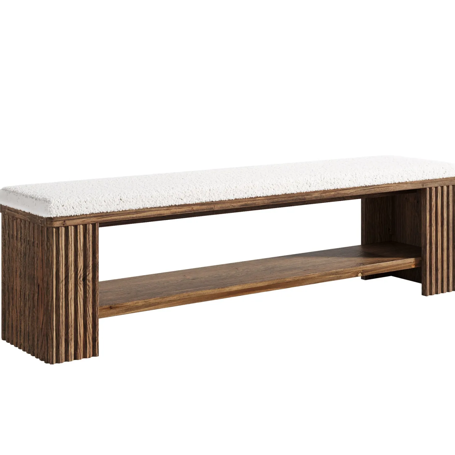 63" Solid Wood Entryway Bench, Modern Upholstered End of Bed Bench