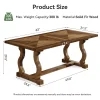 63" Solid Wood Executive Desk, Farmhouse Computer Desk with Parquetry Top & Scroll Legs for Home Office