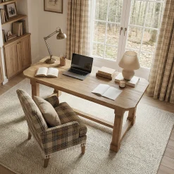 63" Solid Wood Executive Desk, Heavy-Duty Office Computer Desk with Thick Top & Sturdy Legs