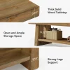 63" Solid Wood Farmhouse Bench with Open Shelves, 2-Tier Shoe Storage Bench for Hallway & Bedroom