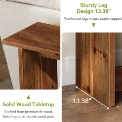 63“ Solid Wood Farmhouse Console Table with Bottom Shelf, Entryway Sofa Table for Hallway or Behind Couch