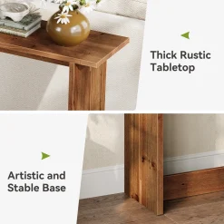 63“ Solid Wood Farmhouse Console Table with Bottom Shelf, Entryway Sofa Table for Hallway or Behind Couch