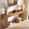 63" Solid Wood Farmhouse Console Table, Narrow Entryway Sofa Table with Fluted Legs
