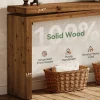 63" Solid Wood Farmhouse Console Table with 2-Tier Shelf, Long Sofa Table for Entryway, Living Room, or Behind Couch