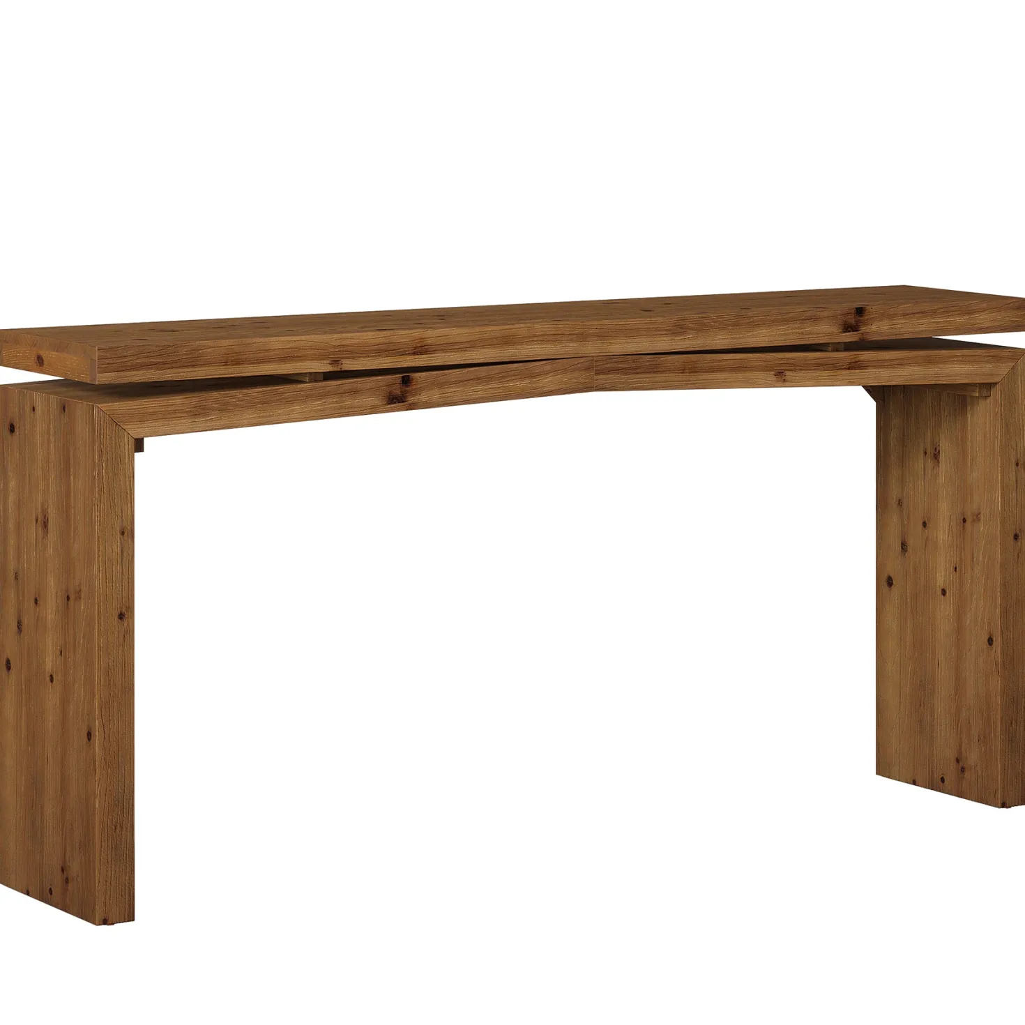 63" Solid Wood Farmhouse Console Table with 2-Tier Shelf, Long Sofa Table for Entryway, Living Room, or Behind Couch