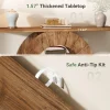 41" Solid Wood Farmhouse Console Table with 3-Tier Shelves, Narrow Sofa Table with Carved Circular Base