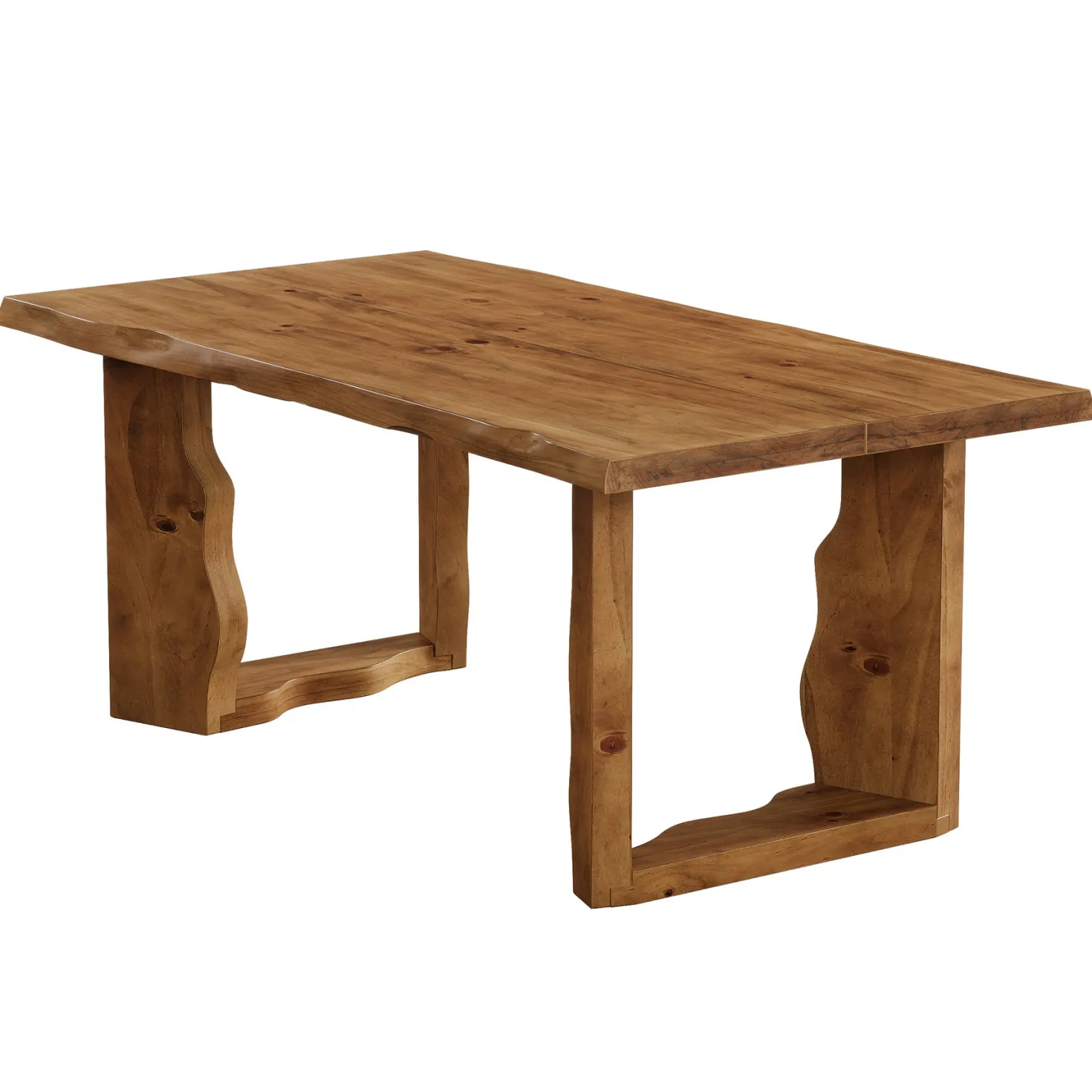 63" Solid Wood Live Edge Dining Table for 6, Rustic Modern Kitchen & Dining Room Table with Sculptural Legs