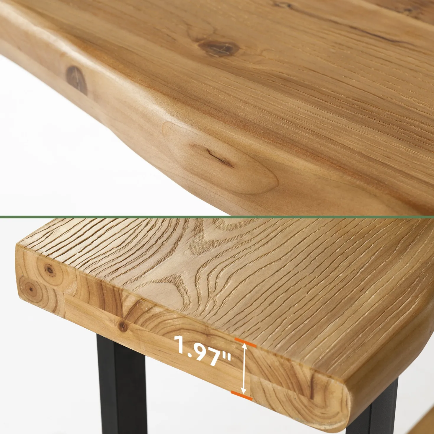 63" Solid Wood Live-Edge Console Table with Metal Legs – Narrow Farmhouse Sofa Table