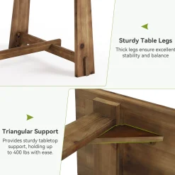 63" Solid Wood Office Desk, Farmhouse Executive Computer Desk with Large Work Surface