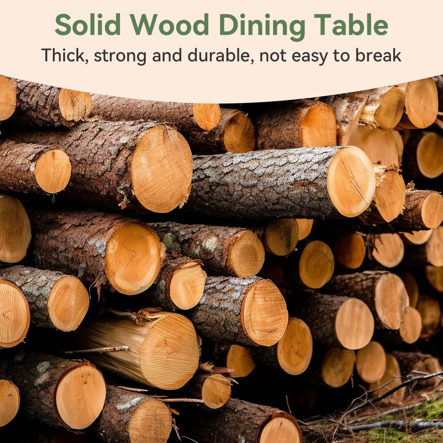 47" Solid Wood Round Dining Table, Farmhouse Kitchen Table for 4-6 People for Dining Room