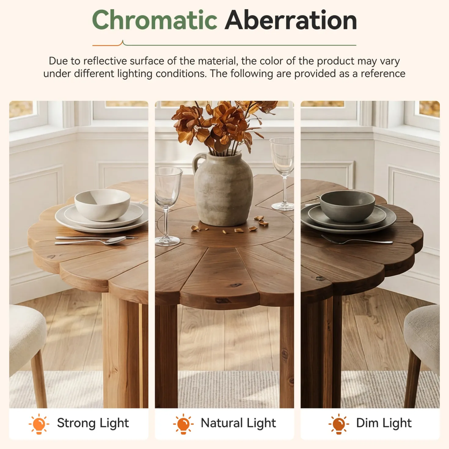 31.5" Solid Wood Round Dining Table, Farmhouse Kitchen Table for 2-4