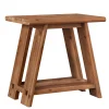 23.62" Solid Wood Side Table, Narrow End Table with 2-Tier Storage for Living Room and Bedroom