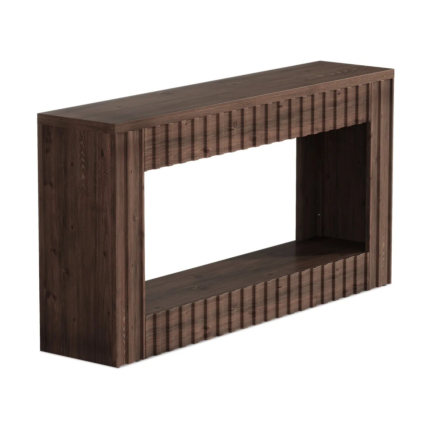 63" Solid Wood Sofa Table, Rustic Console Table with Open Shelf for Entryway, Hallway, or Behind Couch