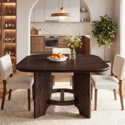 47" Solid Wood Square Dining Table for 4, Farmhouse Kitchen & Dining Room Table