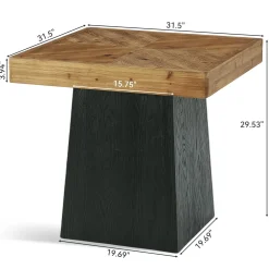 31" Solid Wood Square Dining Table for 2–4, Farmhouse Kitchen Table with Parquet Top & Tapered Base