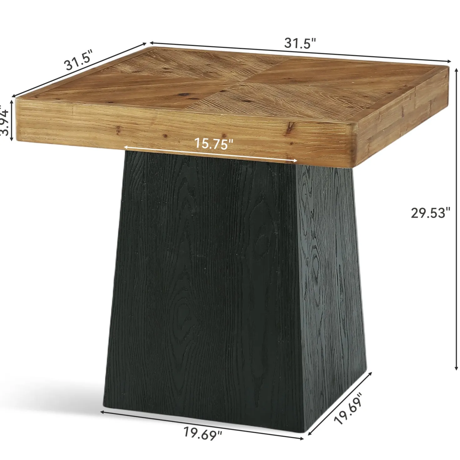 31" Solid Wood Square Dining Table for 2–4, Farmhouse Kitchen Table with Parquet Top & Tapered Base