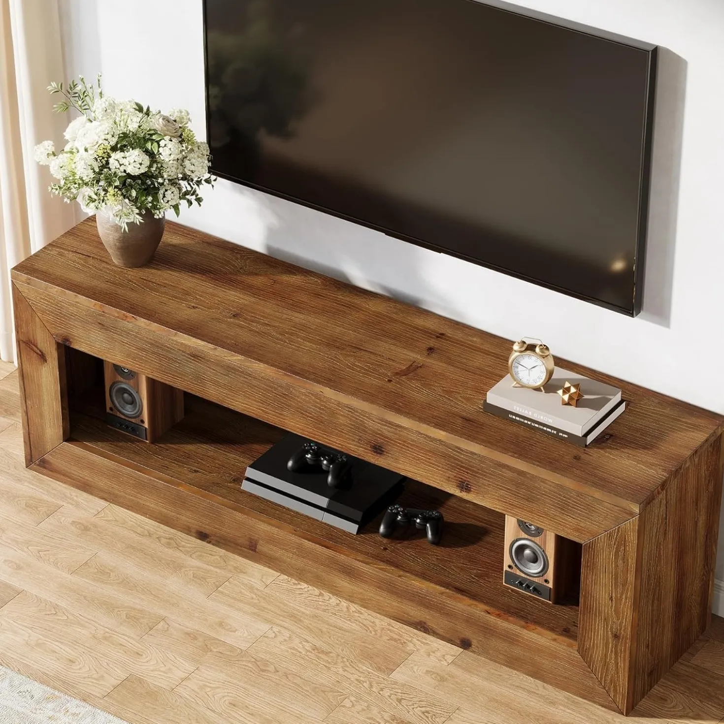47" Solid Wood TV Stand, Farmhouse Media Console for 32/43/55" TVs