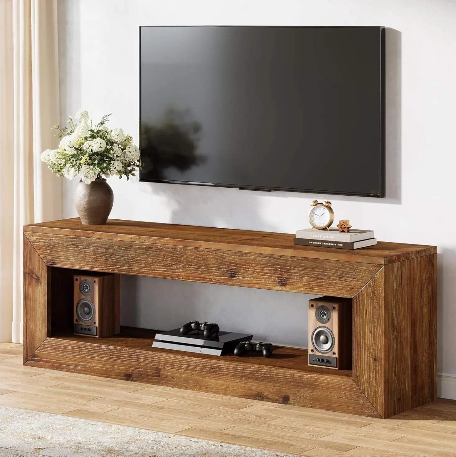 47" Solid Wood TV Stand, Farmhouse Media Console for 32/43/55" TVs