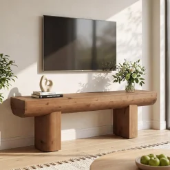 55" Solid Wood TV Stand, Farmhouse Entertainment Center for TVs up to 65" for Living Room