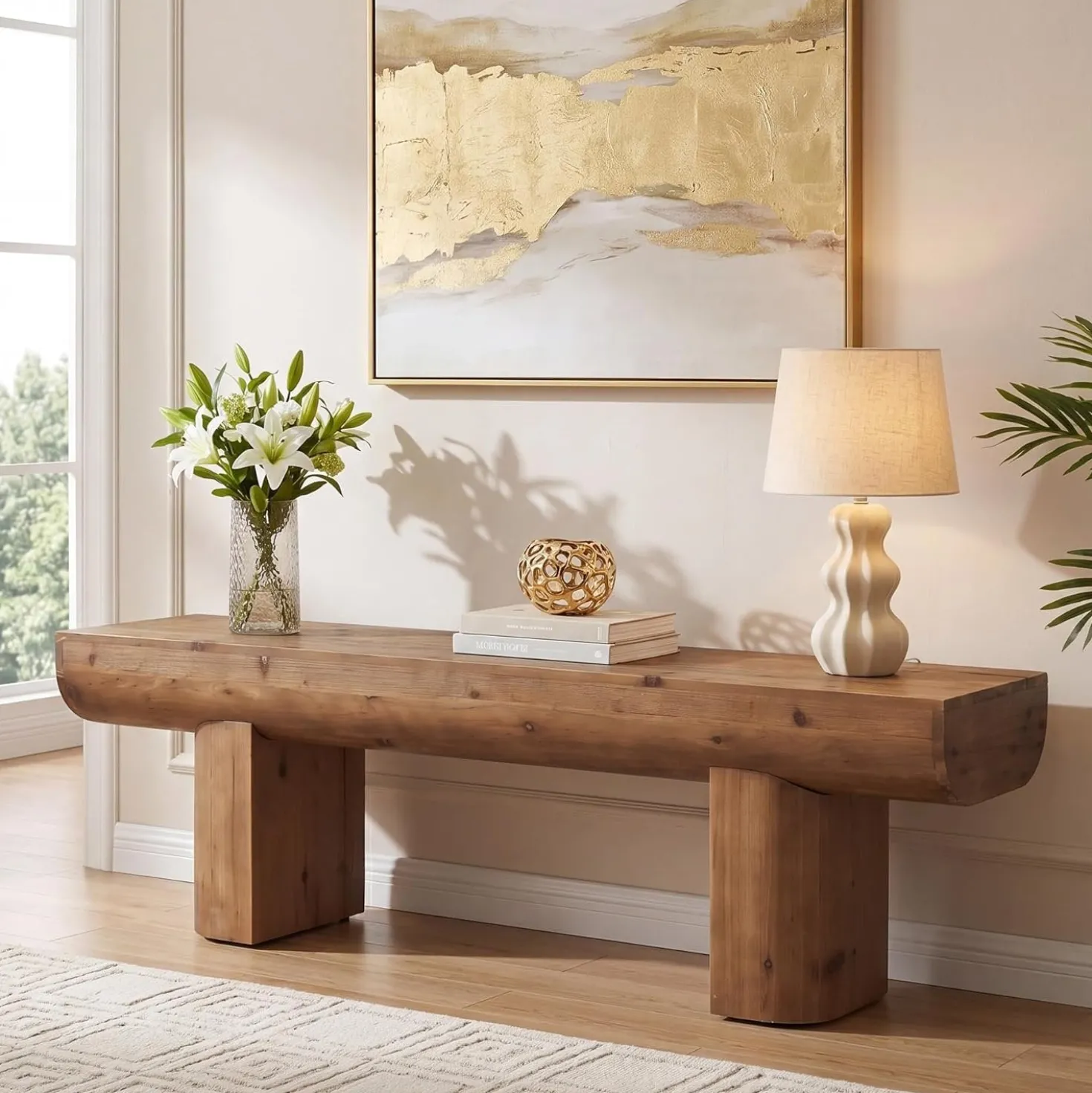 55" Solid Wood TV Stand, Farmhouse Entertainment Center for TVs up to 65" for Living Room