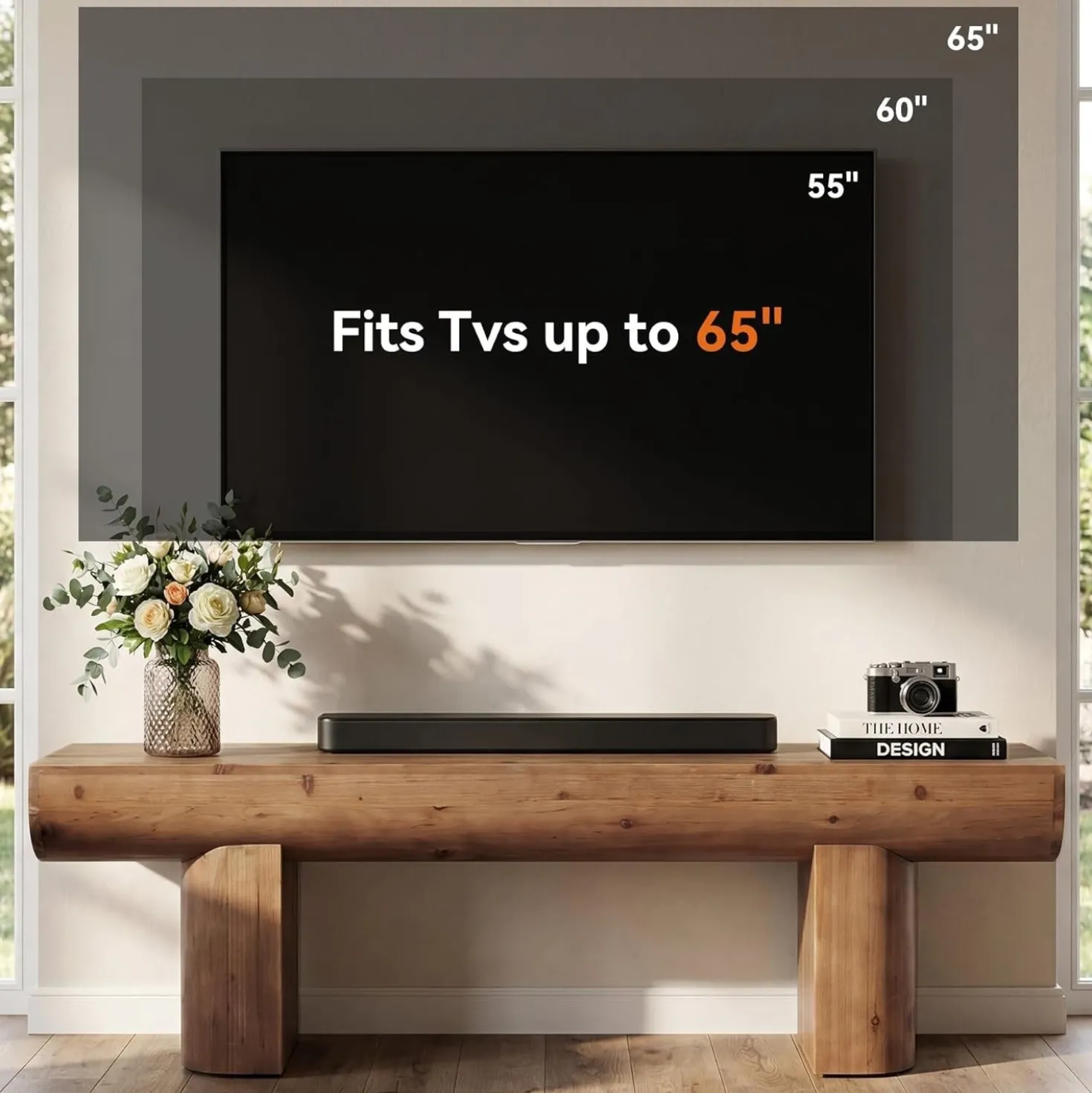 55" Solid Wood TV Stand, Farmhouse Entertainment Center for TVs up to 65" for Living Room