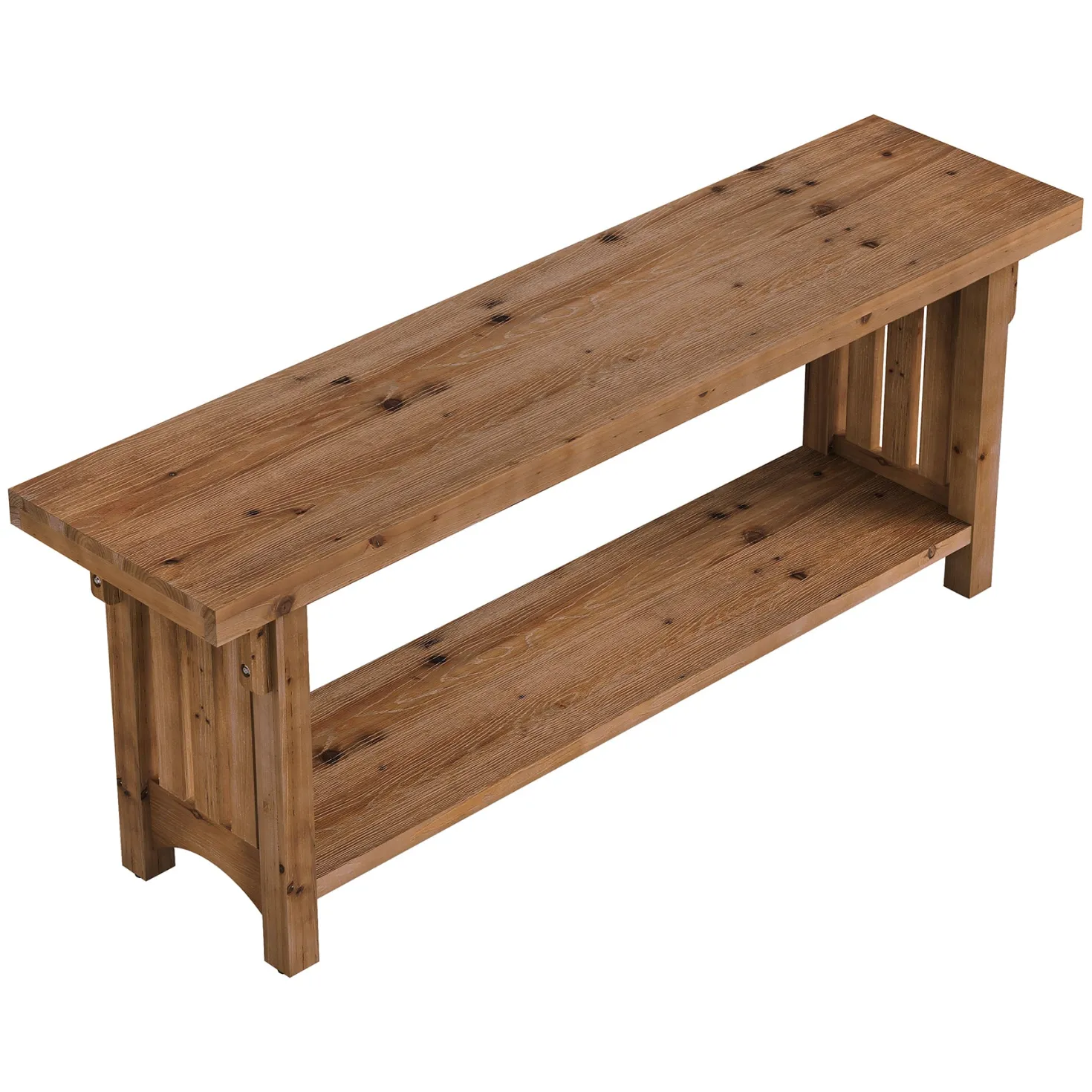 63" Solid Wood TV Stand, Farmhouse Entertainment Center with Storage Shelf for 75" TVs