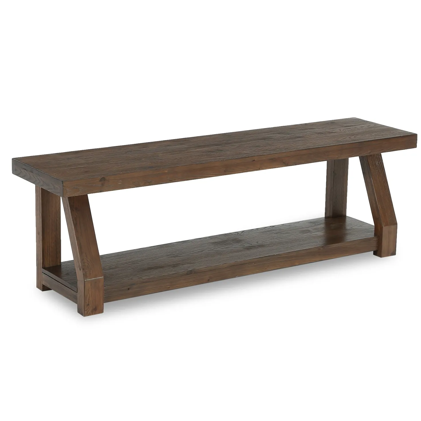 63" Solid Wood TV Stand for 65-75" TVs, Farmhouse Media Console with Open Shelf, Rustic Entertainment Center for Living Room
